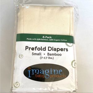 IMAGINE Bamboo Cotton Prefolds 6-Pack Size Small 7-17 lbs Set of 6 Cloths